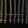 High-Precision Trendy Kroe Xin Diamond Heart Cross Necklace with Vintage Letter Chain, Unisex