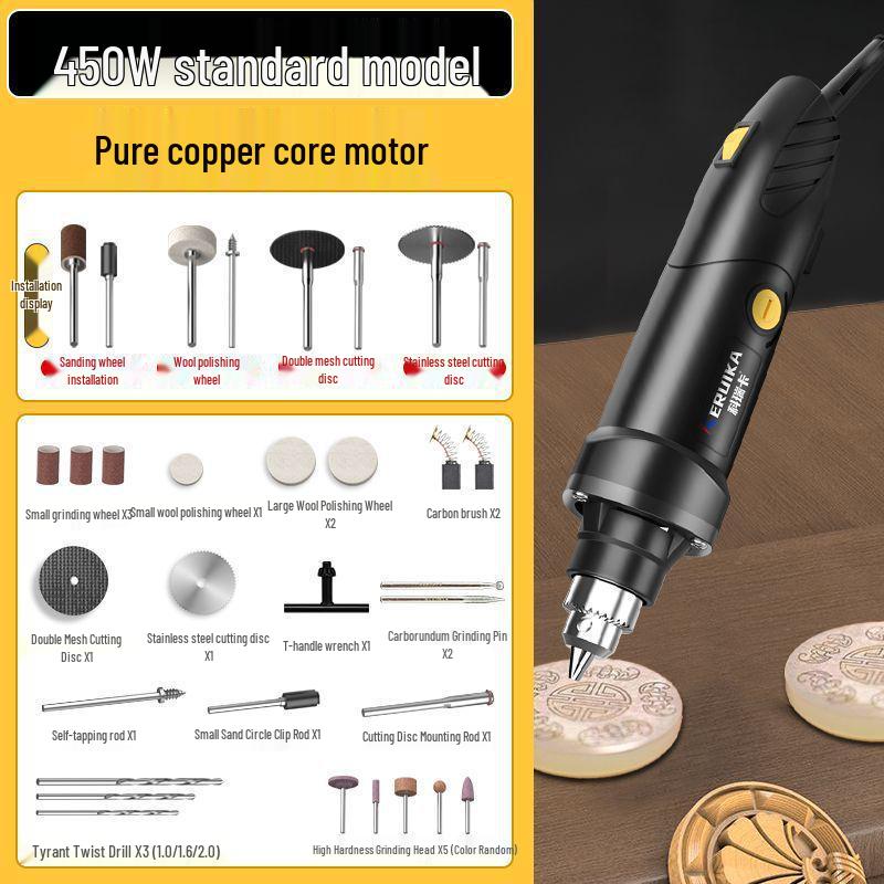 High-Power Handheld Electric Grinder for Wood Carving, Jade Polishing, Cleaning, Cutting & Engraving