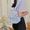 Women's Plaid Mini Backpack Junior High School Student Schoolbag Lightweight Backpack