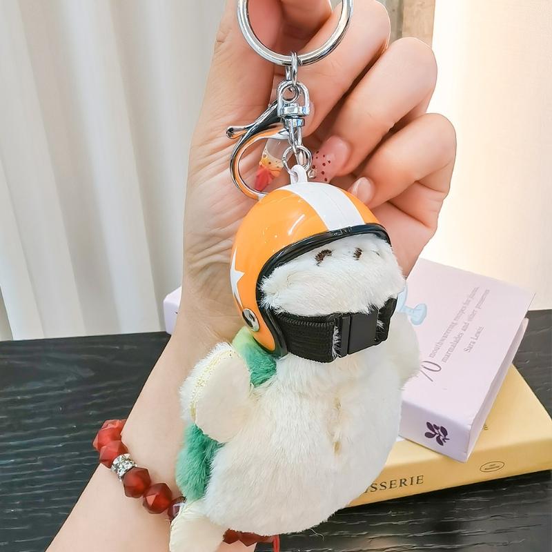 1Pcs Animal Ornament Car Exquisite Decoration Helmet Sea Turtle Keychain Purse Bag Charm Plush Pendant Keyholder