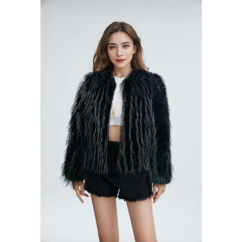 Autumn and Winter New Fashionable Versatile Imitation Fur Coat Coat Solid Color Fringed Fur Coat Women's Top Thickened