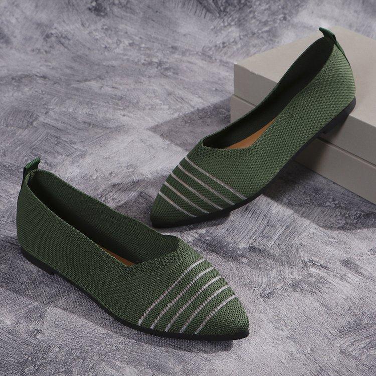 

Fashion Plus Size 36-43 Shoes for Women Spring Autumn Pointed Toe Flat Knitted Slip on Casual Breathable Loafers Comfort Ladies Shoes 36