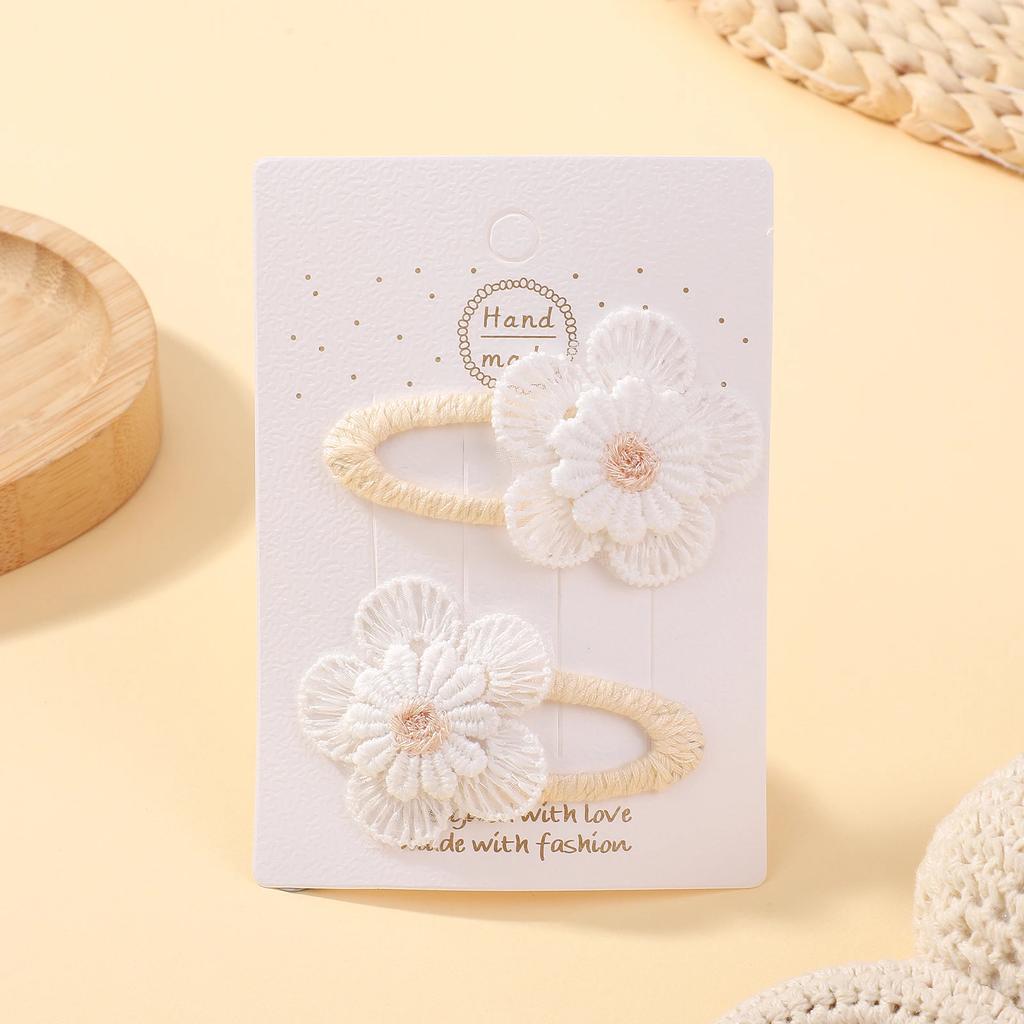 2PCS Cute Daisy Flower Hair Clips for Kids Baby Girl Hairpins  Lace  Barette Princess Hooks Infant Hair Accessories Korean