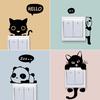 Happy Black Cat Electricity Switch Stickers Creative Home Decoration Wall Stickers