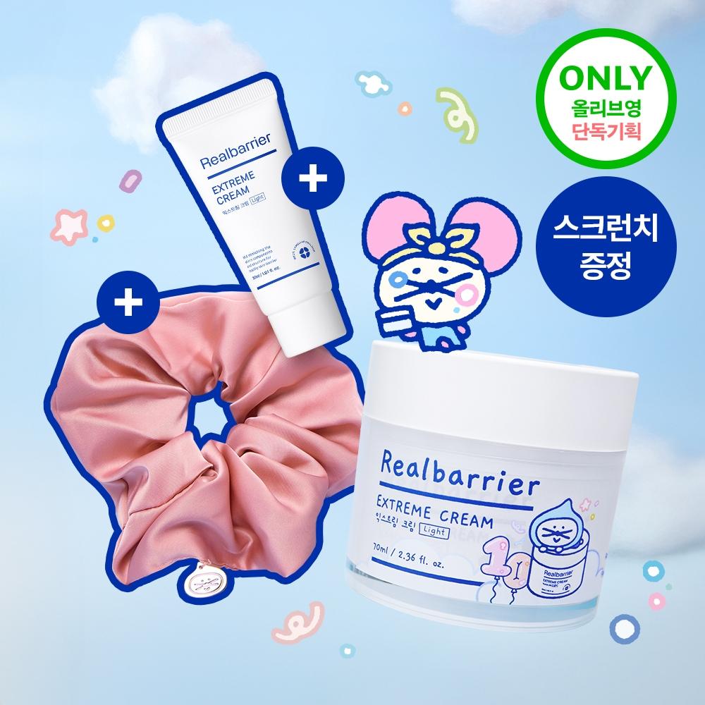 Real Barrier [pogon Collaboration Hwajalmok] Real Barrier Extreme Cream Light 70ml Project  +30ml + Scrunch