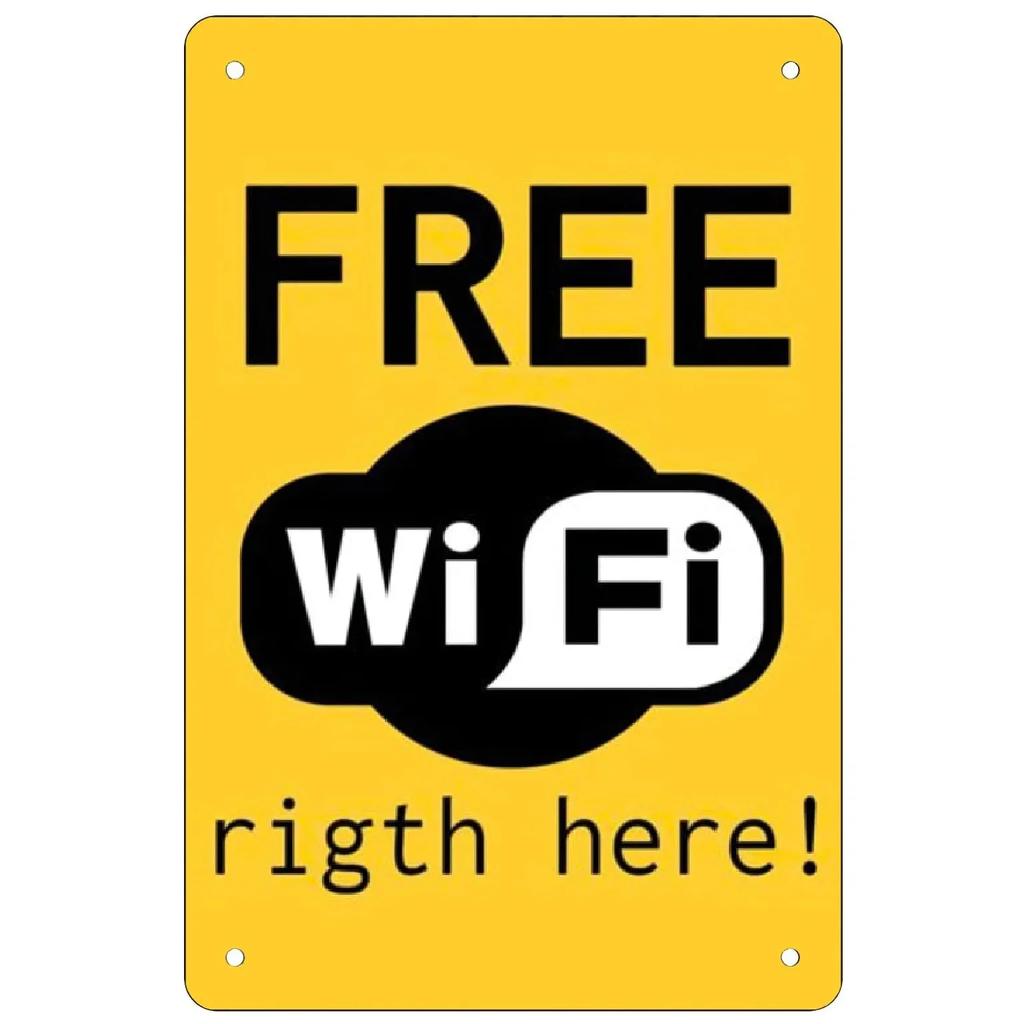 Vintage Free Wifi Metal Tin Sign Retro Warning Plaque for Home Cafe Restaurant Bar Club and Washing Room Decor