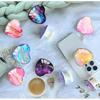 Luhoit Expandiing Cell Phone Grip Heart Shape Glass Finger Holder for Smartphones, Cellphone Collapsible Stand - Orange Glitter