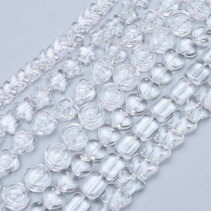20pcs/bag Special-Shaped Glass Transparent Beads DIY Bracelet Necklace Earrings Jewelry Accessories