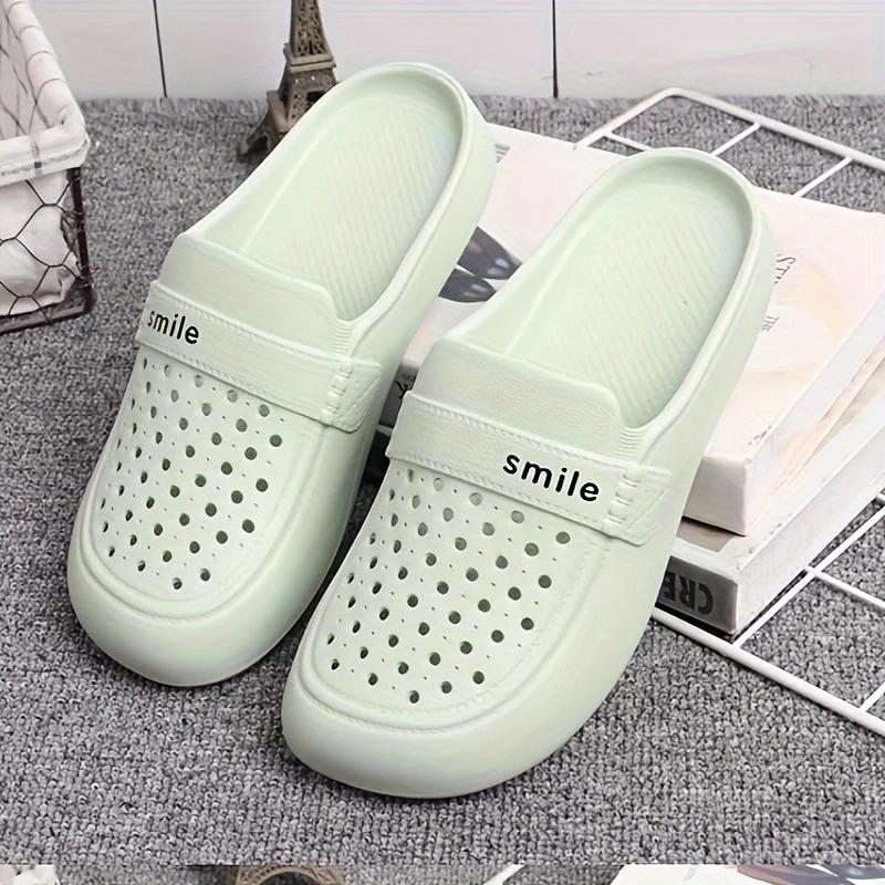 

Тапочки Baotou, женские противоскользящие полутапочки EVA с плоской подошвой, пляжная обувь с дырочками, толстая дышащая подошва 39 зелёный