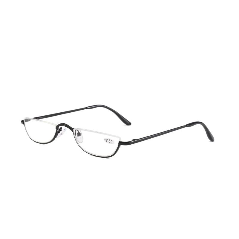 May Flower Cat Eye Reading Glasses Metal Half Frame Presbyopic Glasses Ultra-Light Small Rimless Hyperopia Spectacles Readers +2