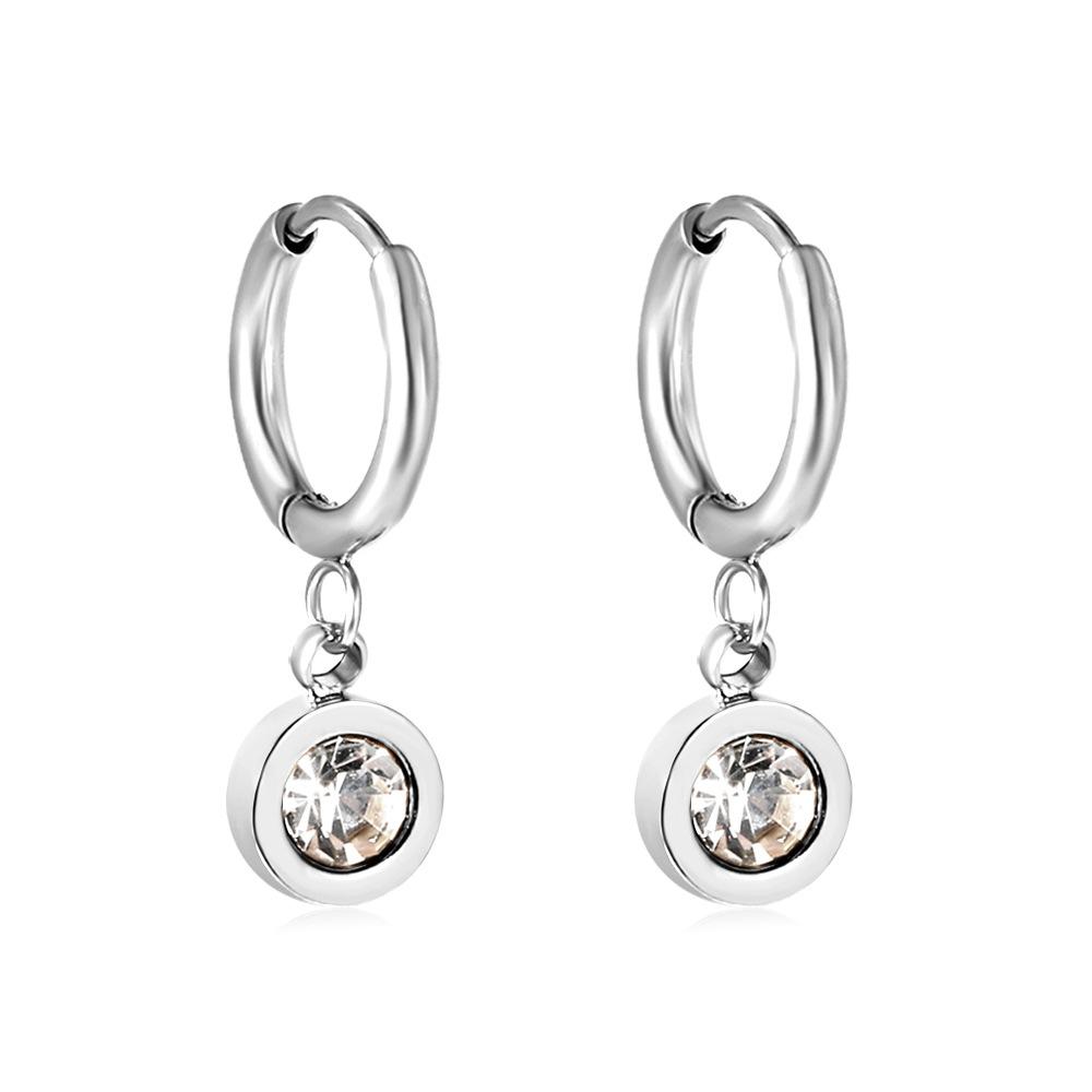 Summer Minimalist Round White Diamond Geometric Earrings with Subtle Luxury