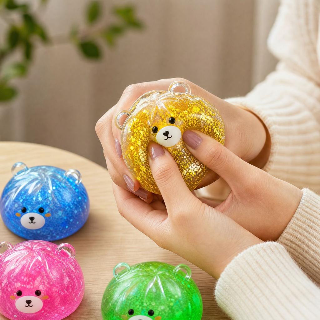 Bear Bun Toy for Kids and Adults, Cute Sensory Toy - Color May Vary from 6 Assorted Colors