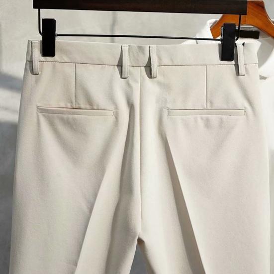 Men Suit Pants Formal Business Style Office Shorts Straight Loose Mid Waist Button Zipper Closure Pure
