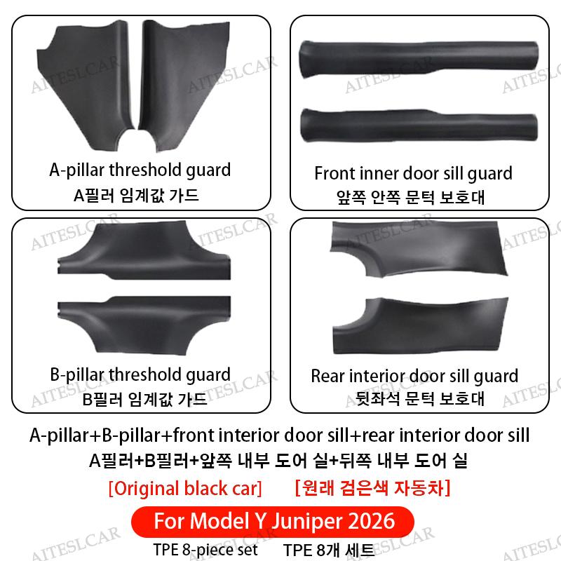 Pour Tesla Model YL 2026 TPE Protections de Seuil de Porte Avant Arrière Bande de Seuil Imperméable Panneau de Protection Anti-coup Accessoires Intérieurs