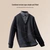 Men's Light Business Faux Two-Piece Fleece-Lined Knit Cardigan Sweater