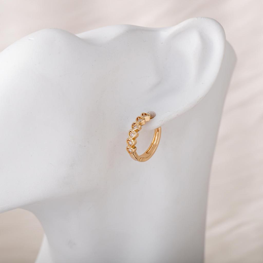 Korean Diamond Heart Studs & Ear Cuffs: Elegant Micro-Set Zircon Earrings for Women