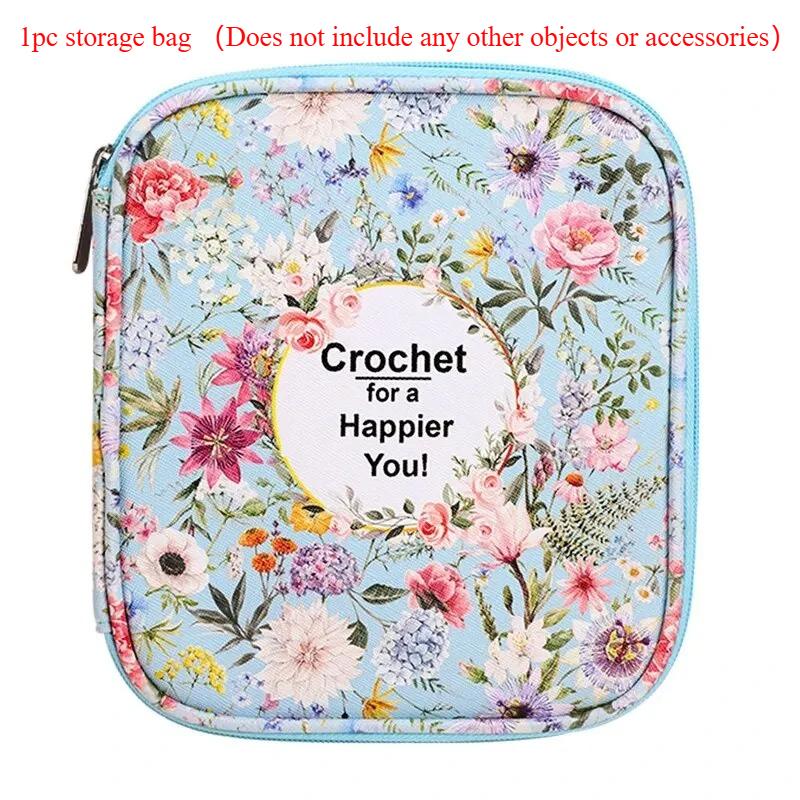 1 Stück Florales Handstrick-Set Häkelnadel Reißverschluss Wasserdichte Aufbewahrungstasche DIY Druck Aufbewahrungstasche Pullover Nadelset Aufbewahrungstasche