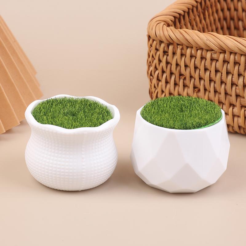5Pcs Flower Pot Round Planters With Artificial Lawn Vase White Plastic Thick Plants Flower Pot Home Garden Decorations