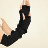 Solid Color Knitted Long Fingerless Gloves Women Mitten Winter Warm Arm Warmer Girls Anime Clothes Punk Gothic Lolita Gloves New