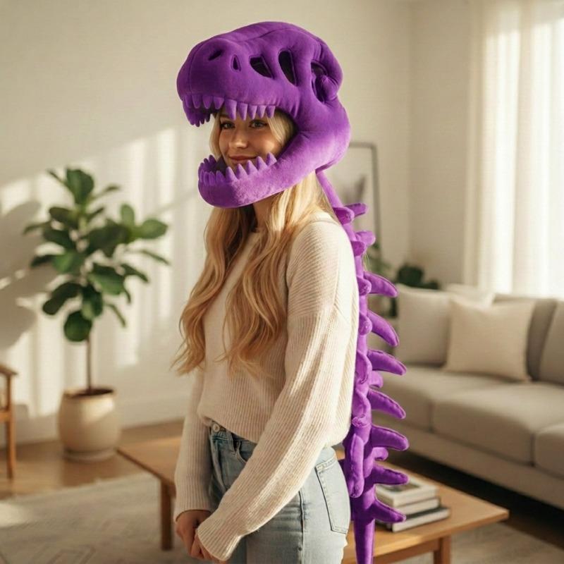 1pz Cappello da Testa di Dinosauro Simulato Scheletro Costume per Role Playing Regalo Creativo Travestimento di Halloween Bambola Scheletro Regalo di Compleanno Divertente per Fidanzata