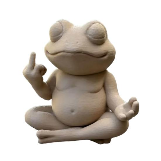 

Meditative Frog Figurine Zen Yoga Frog Statue with Middle Finger Gesture Quirky Garden Sculpture for Home Office Desk Decor світло-коричневого кольору