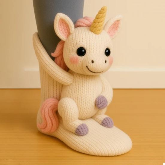 3D Animal Knitted Socks Warm Cute Crew Socks Hand Crocheted Animal Doll Floor Socks Holiday Birthday Gift for Women Girls