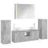 Bathroom Furniture Set 6 Pcs Concrete Grey Engineered Wood and Glass