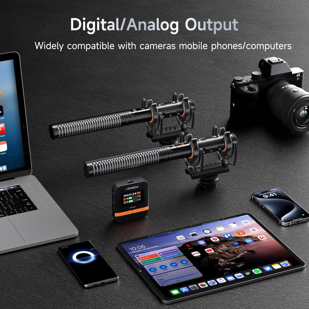 Comica VM40 COMBO Wireless Video Gun Microphone for 2 People 32G Internal Super Wireless Wired Dual Mode External 200m Transmission USB C for