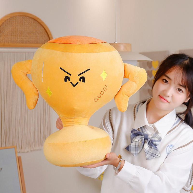 Creative Trophy Sand Carving Cow Cup Doll Plush Toy Shark Cup Doll Cow Beer Trophy Pillow Gift Company Award