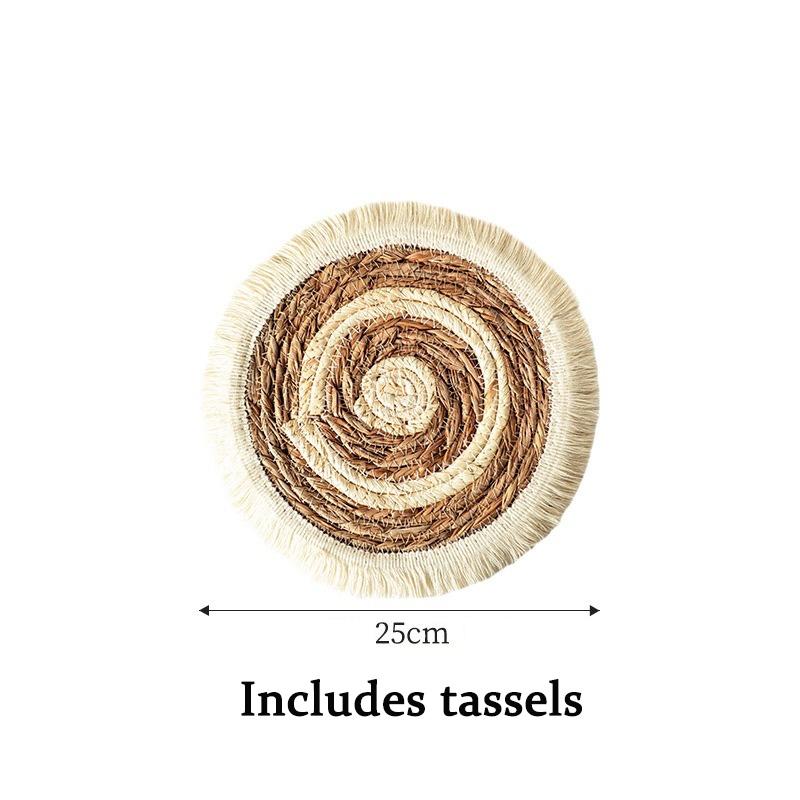 Tassels Table Mat Non-Slip Insulation Bowl Pad Round Cotton Coaster Dining Table Placemats Modern Home Decoration Accessories