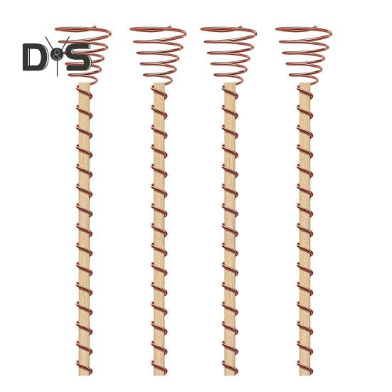 Electroculture Plant Stakes Copper Gardening Antenna Stakes Spiral Copper Wire On Wooden Stakes for Electroculture Plants Fruits Vegetables Growth