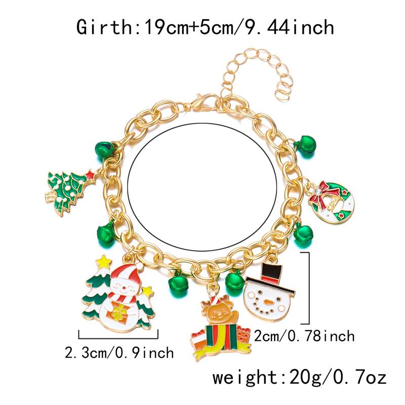 Christmas Tree Stan Claus Snowman Elk Metal Charms Chain Bracelets for Women Girls Xmas Tree Bracelet Jewelry Gift Adjustable