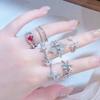 Quadrangram Star Sparkling Diamond Zir*****Pen Ring Personality Sweet Cool Star Niche Ring Woman