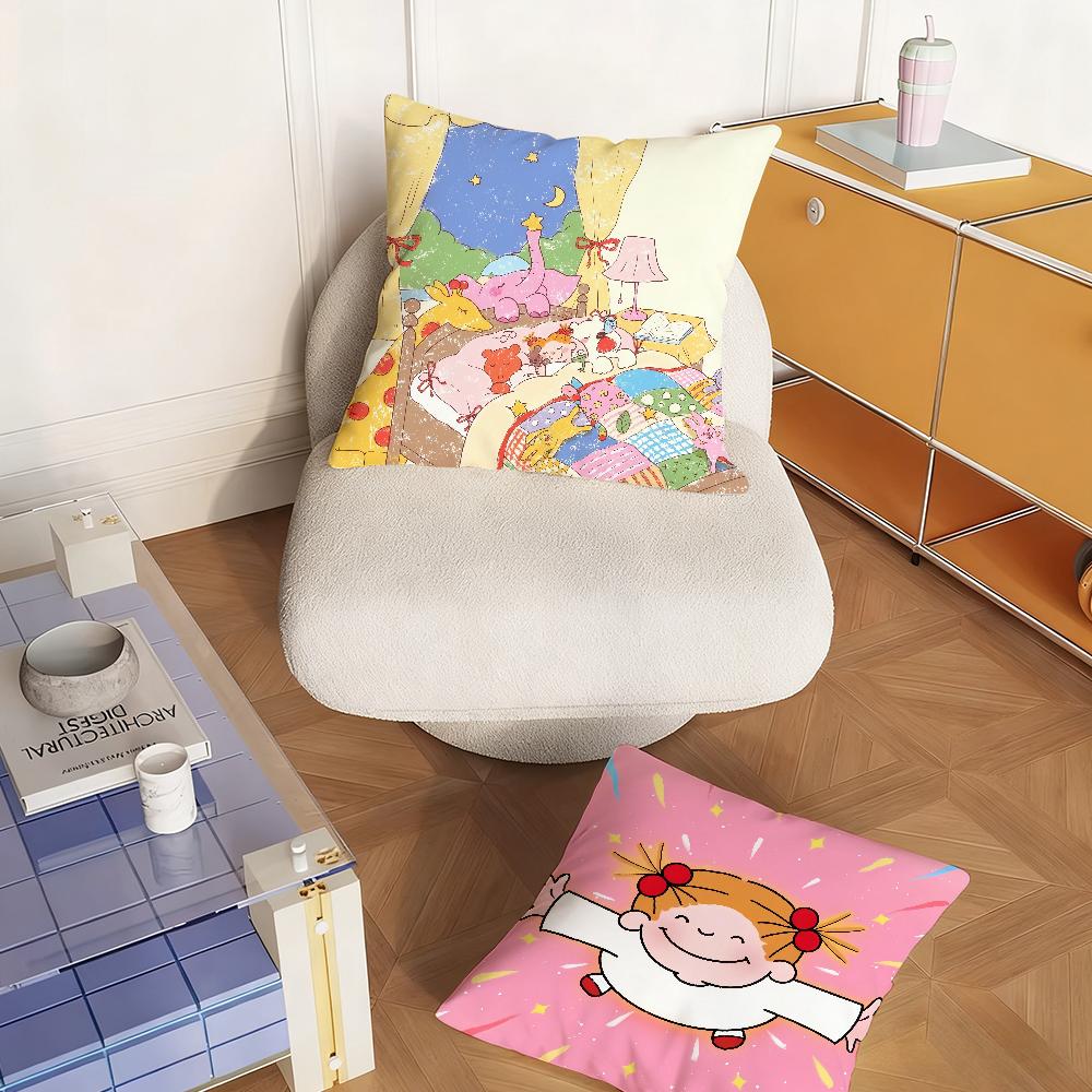 Süßer Cartoon CCocochan Kissenbezug Schlafzimmer Sofa Wohnzimmer Rückenlehne Dekoration Quadratisches Kissen Nickerchenzeit