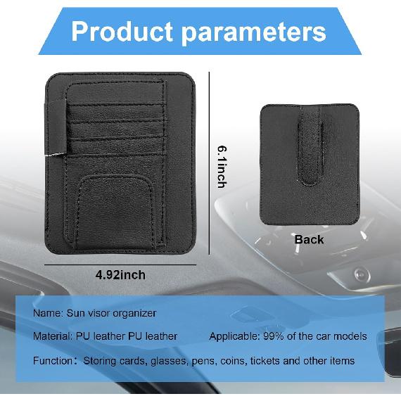Augeny Car Sun Visor Organizer, Small Auto Visor Organizer And Storage, Registration And Document Holder, Vehicle Accessories For Sunglasses,