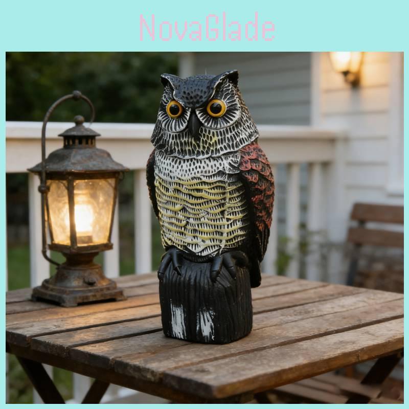 Dekoracja Ogrodowa Sowa Odstraszacz Z Ruchomą Głową Do Odstraszania Ptaków i Gryzoni Na Podwórku