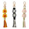 Bohemian Daisy Flower Keychain Hand Woven Wrist Strap Bag Phone Pendant Hanging Rope Decorative Accessories Ornament Gifts