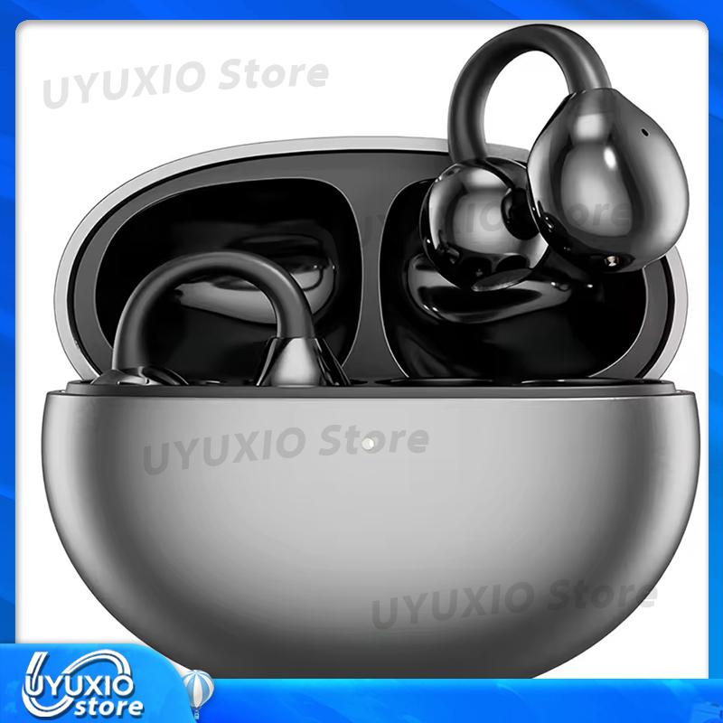 UYUXIO Wireless Open Ear Headphone with BT 5.4 Clip on Earbuds 72H Play Time Long-Battery Life Over Ear Buds for Sport