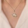 Ins Style Star Planet Moon White Chalcedony Pendant Necklace 925 Silver Chain Light Jewelry for Women