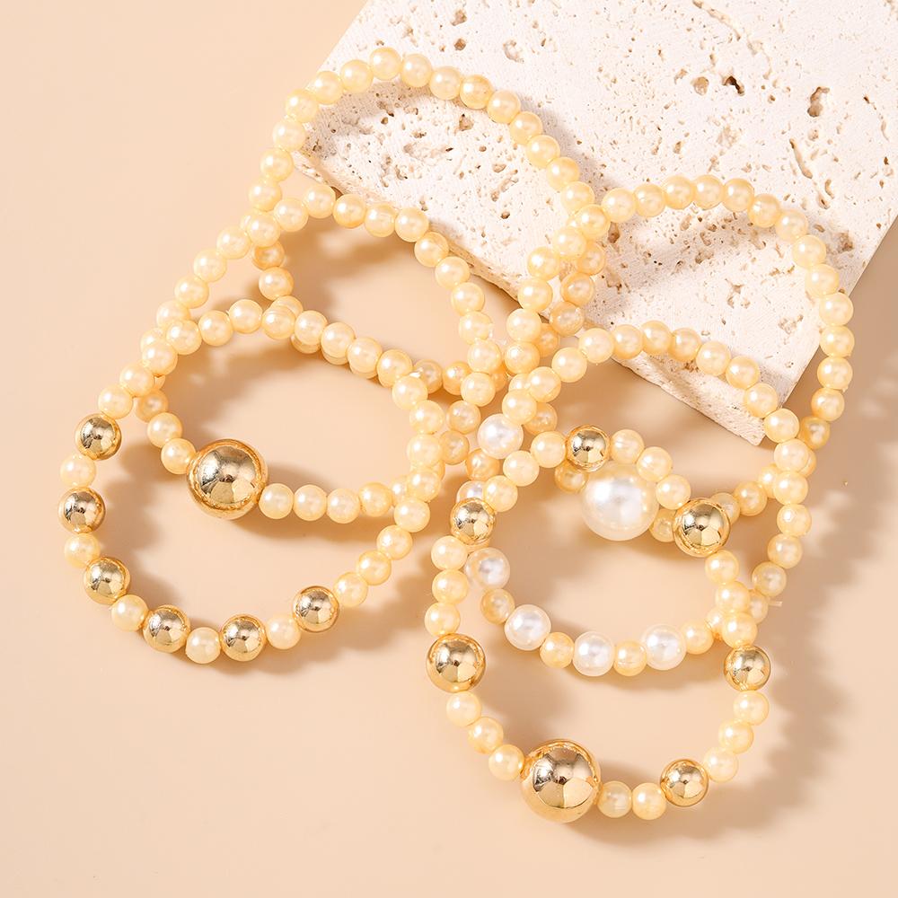 6pcs Fashion Stretch Handmade Beaded Bracelet for Women Girls Pearl Bracelets Birthday Jewelry Gifts