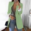 Women Solid Open Front Pockets Cardigan Formal Suit Long Sleeve Blouse Coat