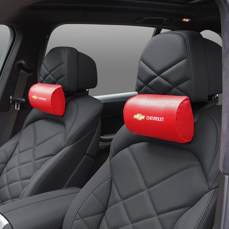Car Seat Headrest Cushioning Carbon Leather Neck Pillow For Chevrolet Spark Captiva Cruze Malibu Equinox Trax Camaro Blazer
