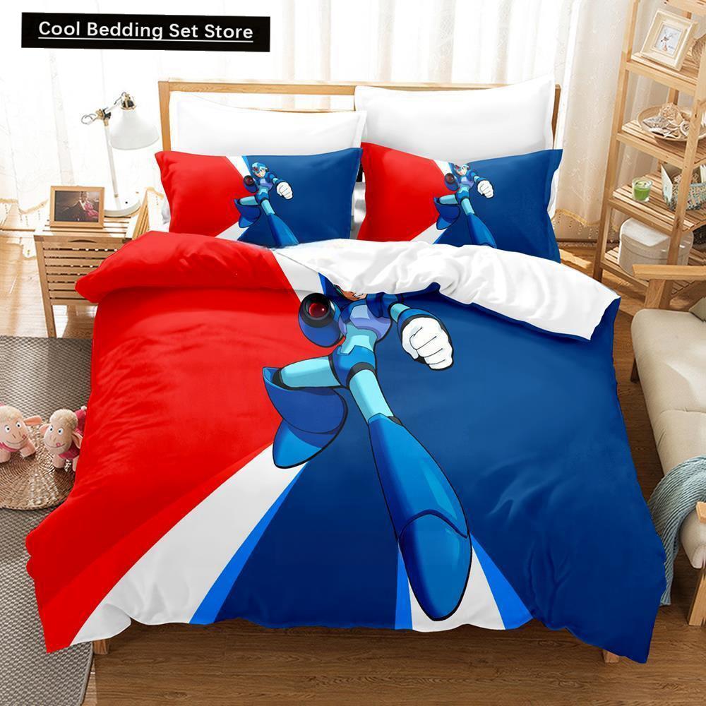 Mega Man X Dive Bedding Set Single Twin Full Queen King Size Bed Set Adult Kid Bedroom Duvet Cover Sets 3D Anime Bed Sheet Set