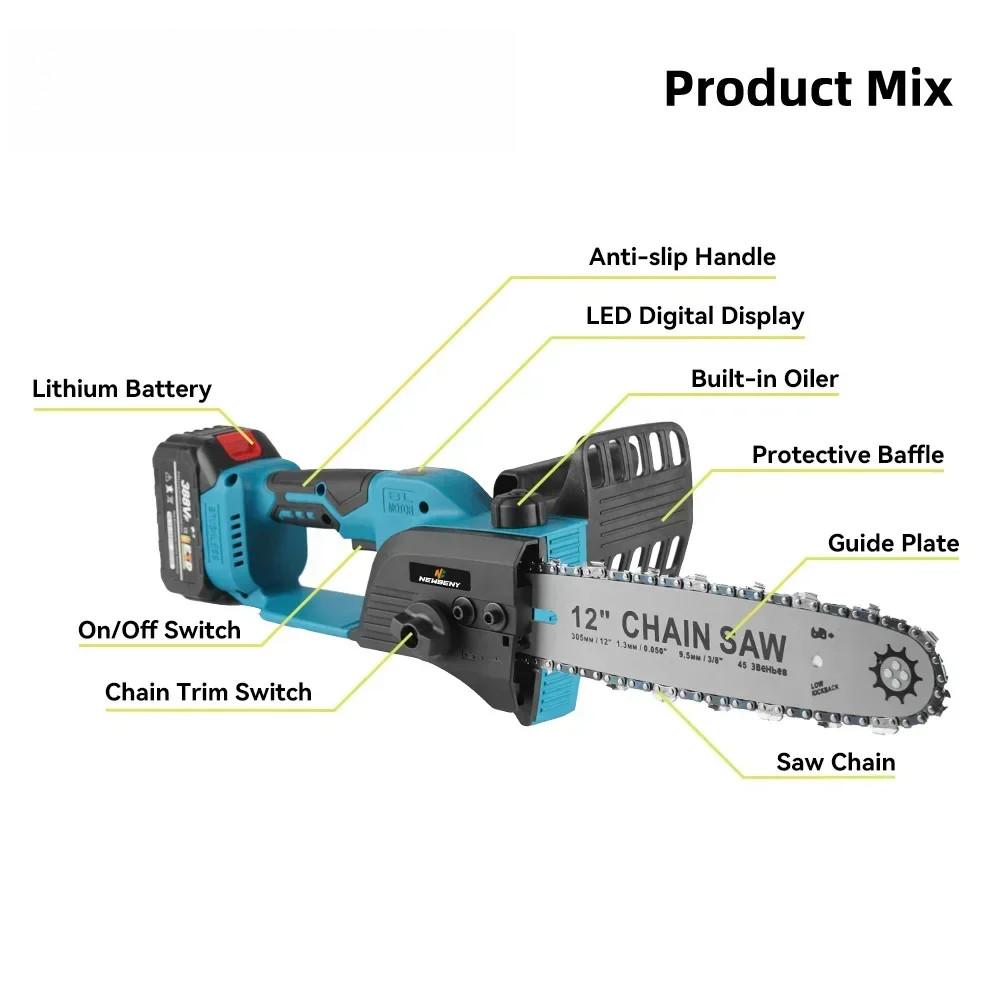 Cordless Portable Wood Cutting Saw High Power Garden Logging Power Tools Brushless Electric Chainsaw
