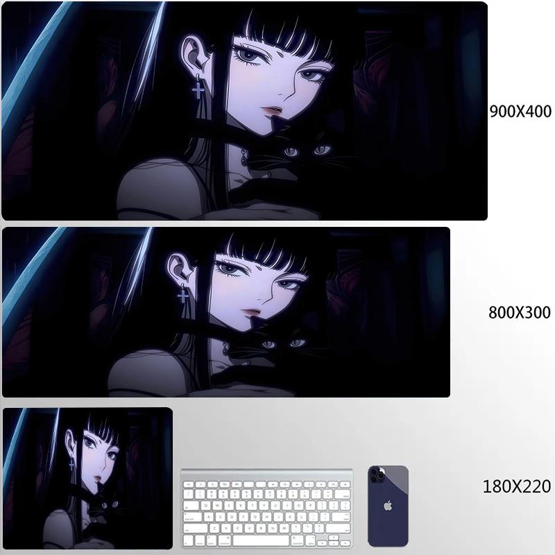 Gaming Mouse Pad HD Print Dark Girl Large Mousepad XXL Rubber Desk Mat for Gamer Desktop Decoration Lock Edge Cool  Mause Mats