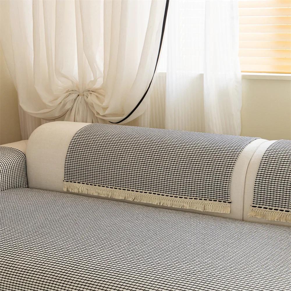 Sofa Cushion Four Seasons Universal Solid Color Anti-Slip Cushion Floor Mat Cloth Cover Leather Sofa Cover