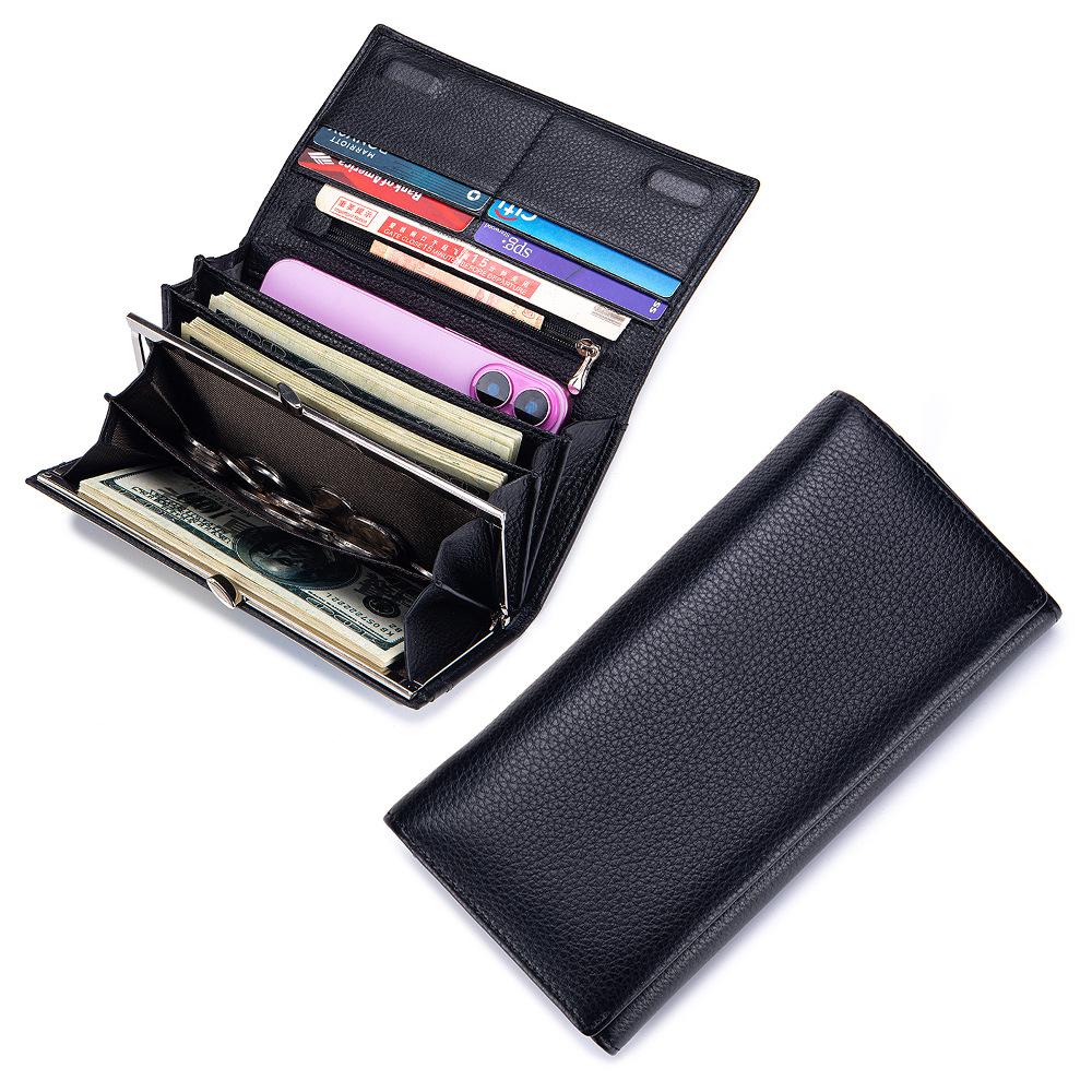 Neues Damen-Langportemonnaie Portemonnaie Große Kapazität Retro-Klammer Handy-Tasche Multifunktionale Clutch-Tasche