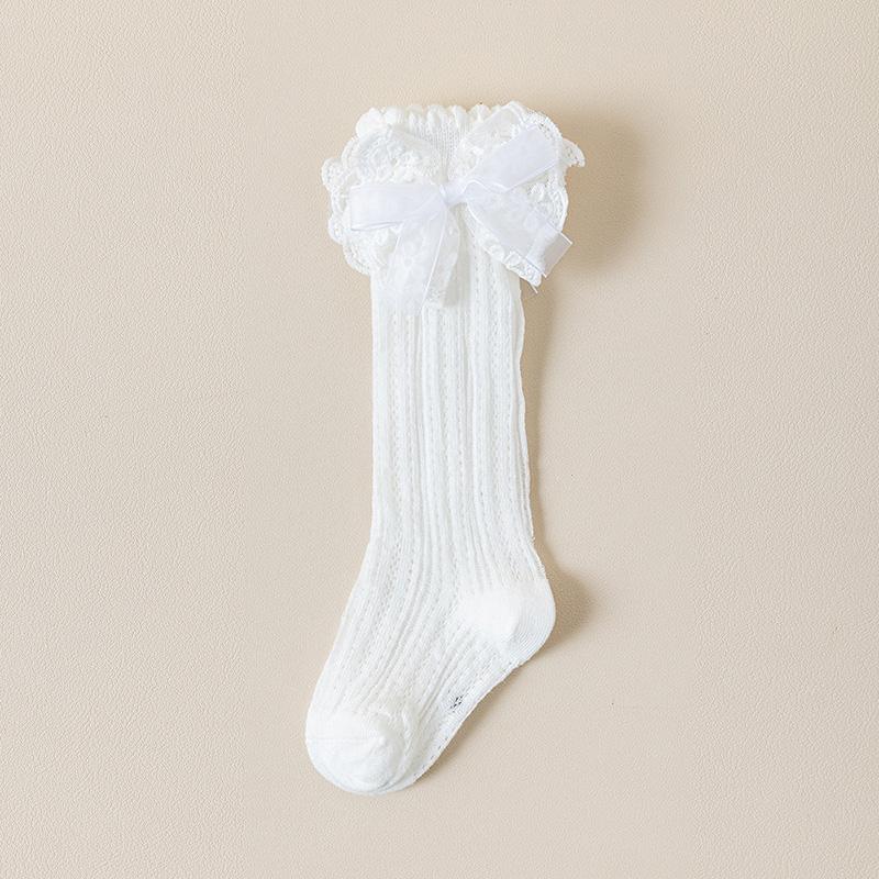 

Cute Lace Bow Baby Girl Stockings Spring Summer Mesh Breathable Calf Socks Korean Kids Cotton Thin Middle Tube Socks 0-2Year