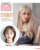 Natural-looking long wig, medium length, straight wig, full wig, semi-long, layered wig, women's wig with net (platinum color)