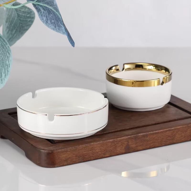 Miao Jia Yi White Ceramic Ashtray Set